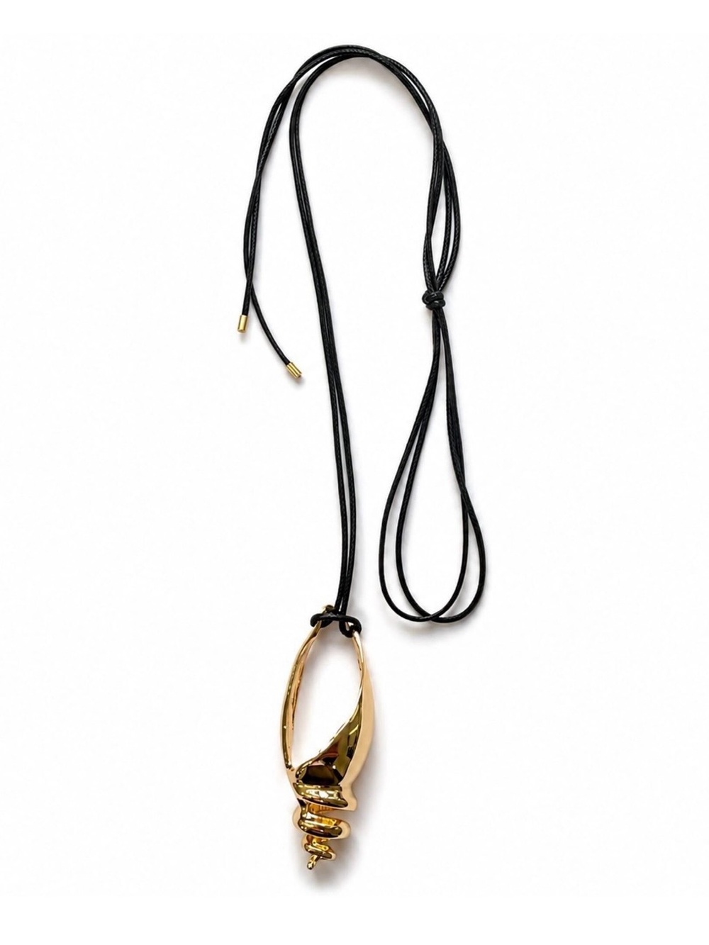 Gold Spiral Pendant Necklace on Adjustable Black Cord